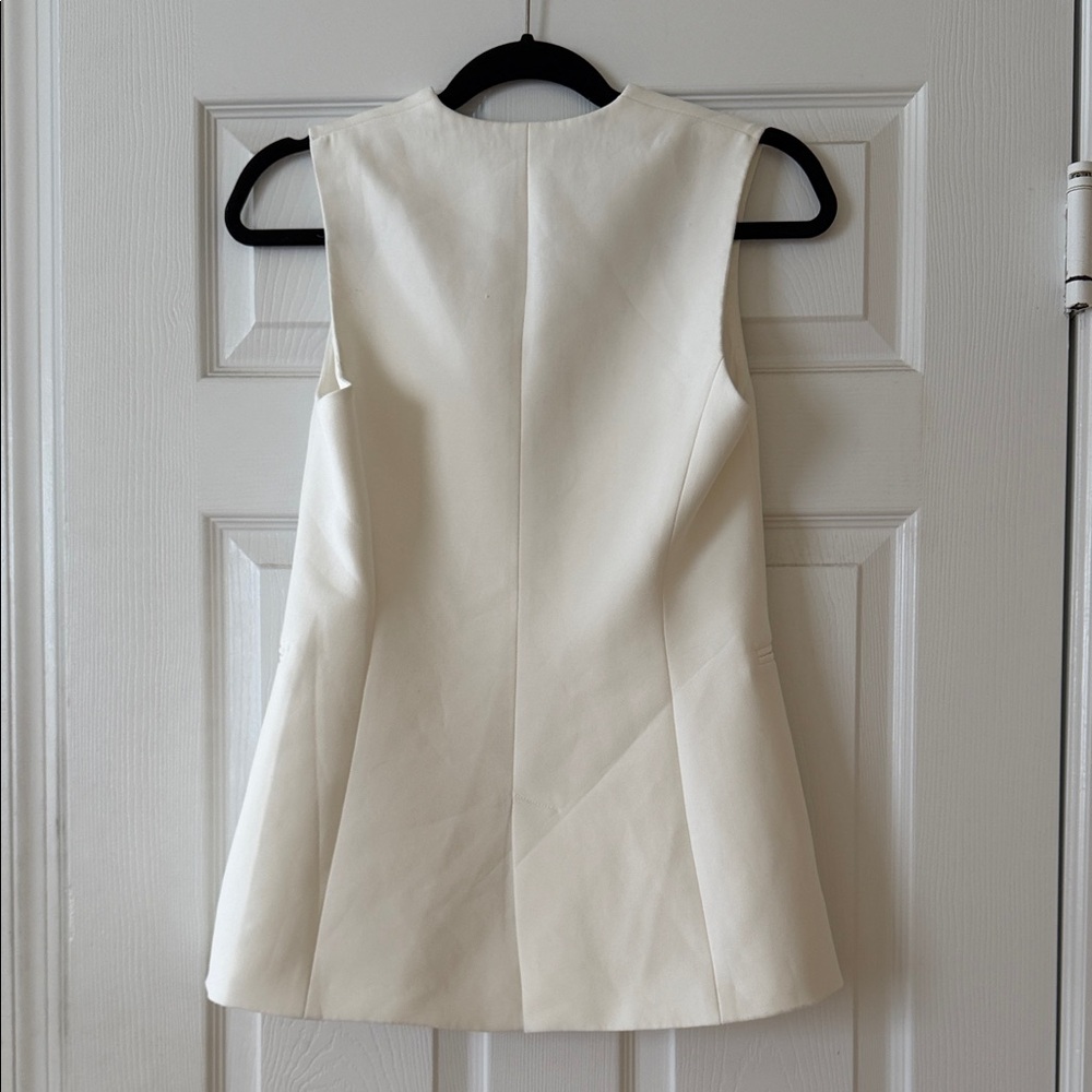 Zara Cream Sleeveless Tailored Blazer Vest - Picture 4 of 6